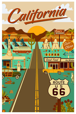 CA - Route 66 Geometric Magnet