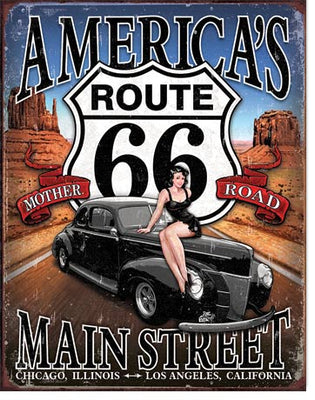 Route 66 - America's Main Street Tin Sign