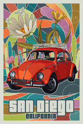 San Diego Bug Letterpress 9x12 Print