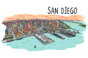 San Diego Line Drawing 9x12 Print
