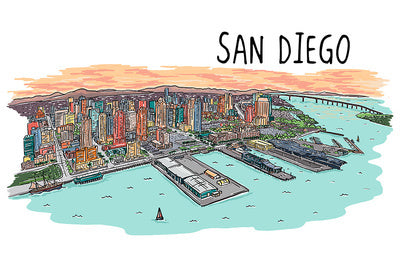 San Diego Line Drawing Magnet