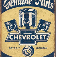 Chevy Parts and Pistons Tin Sign