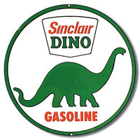 Sinclair Dino Round Tin Sign