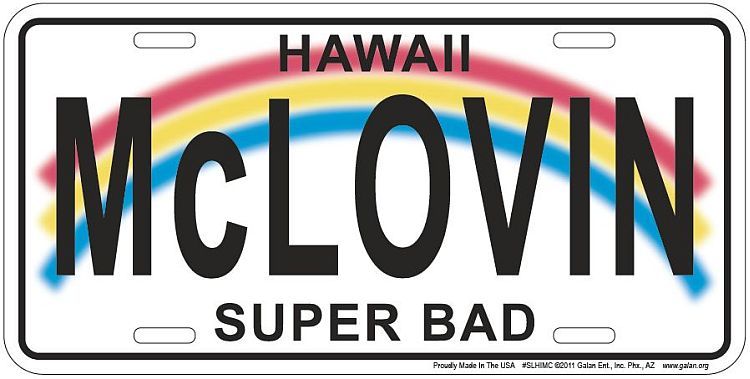 McLovin Hawaii Superbad License Plate